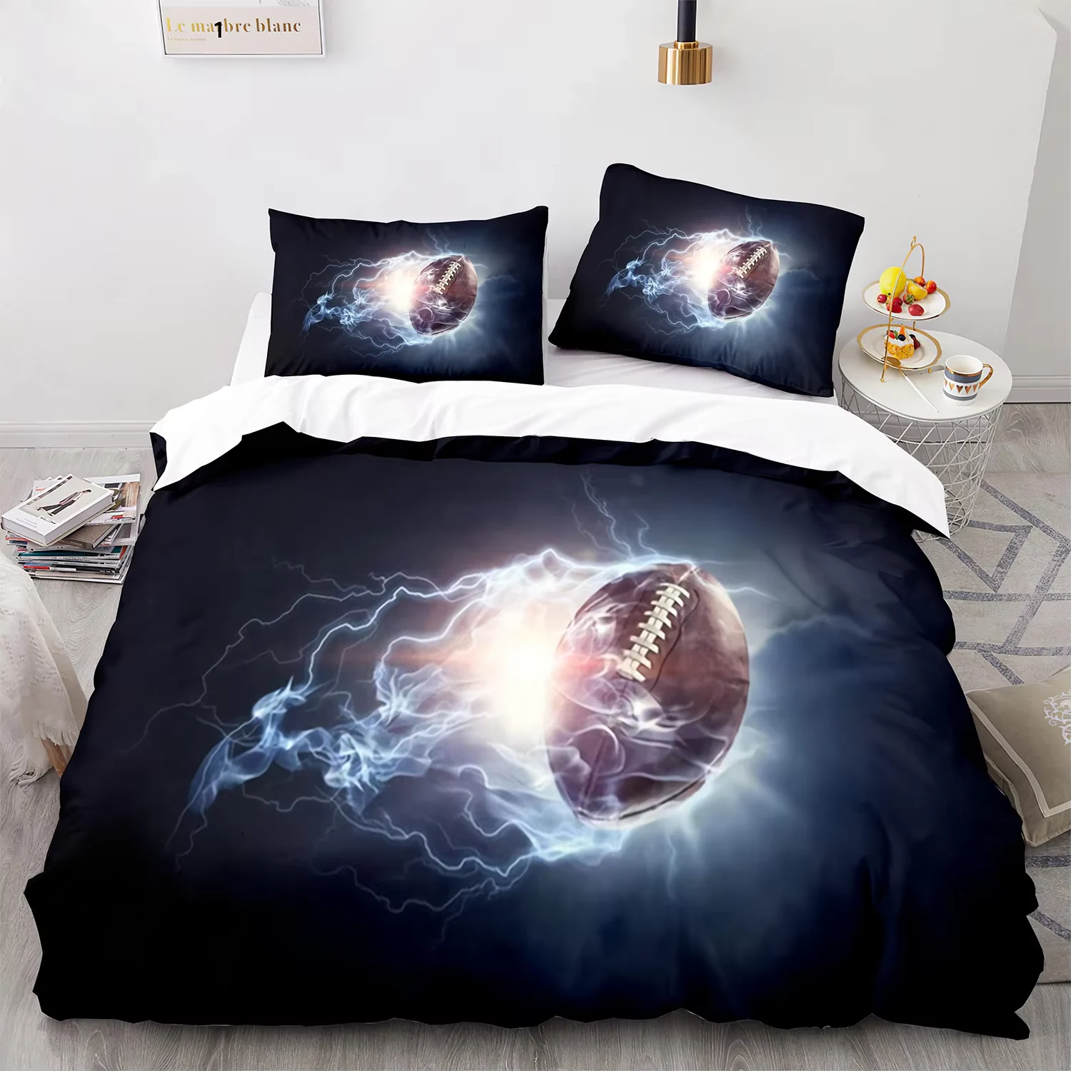 Glowing electric football themed bedding design