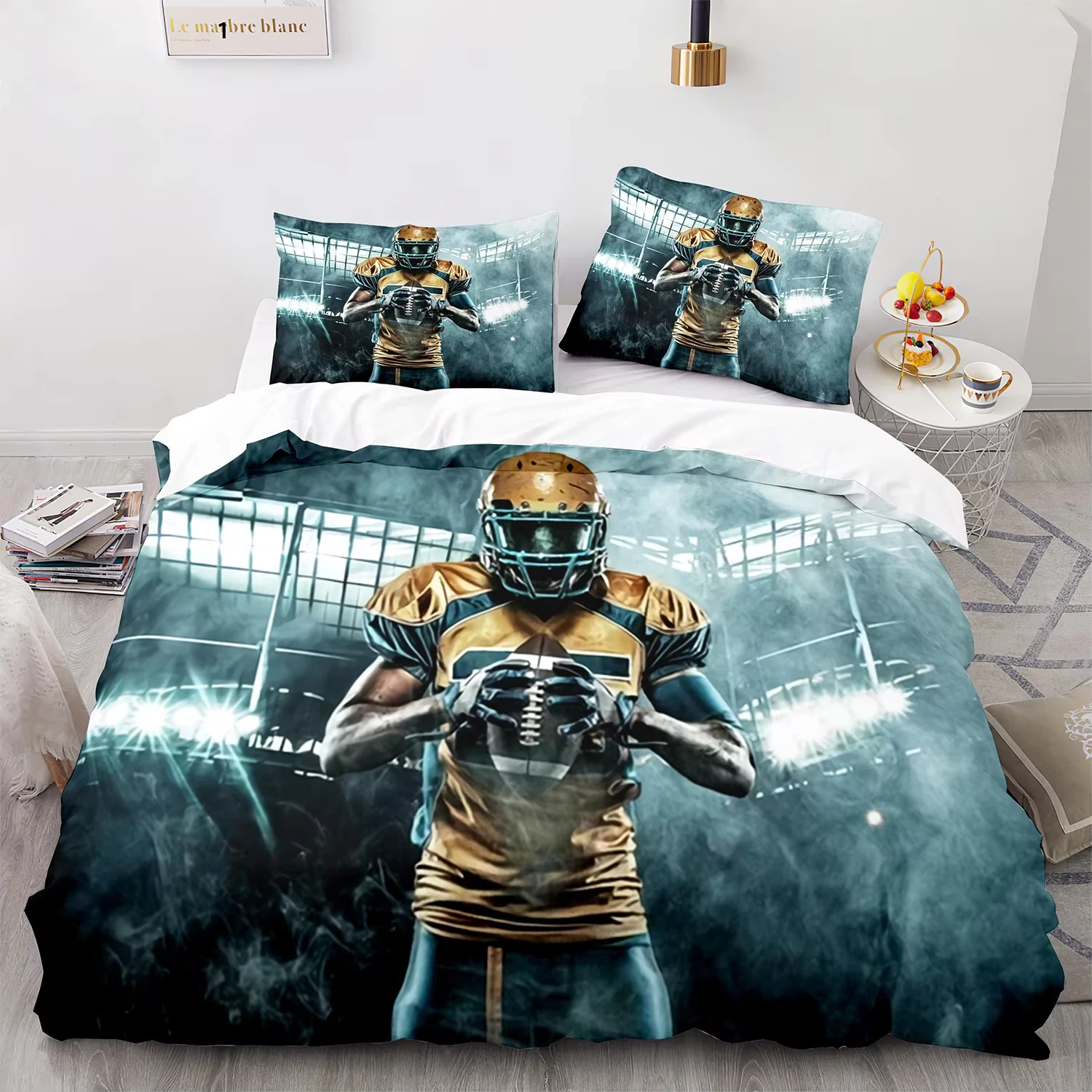 American football player themed duvet cover and pillowcases