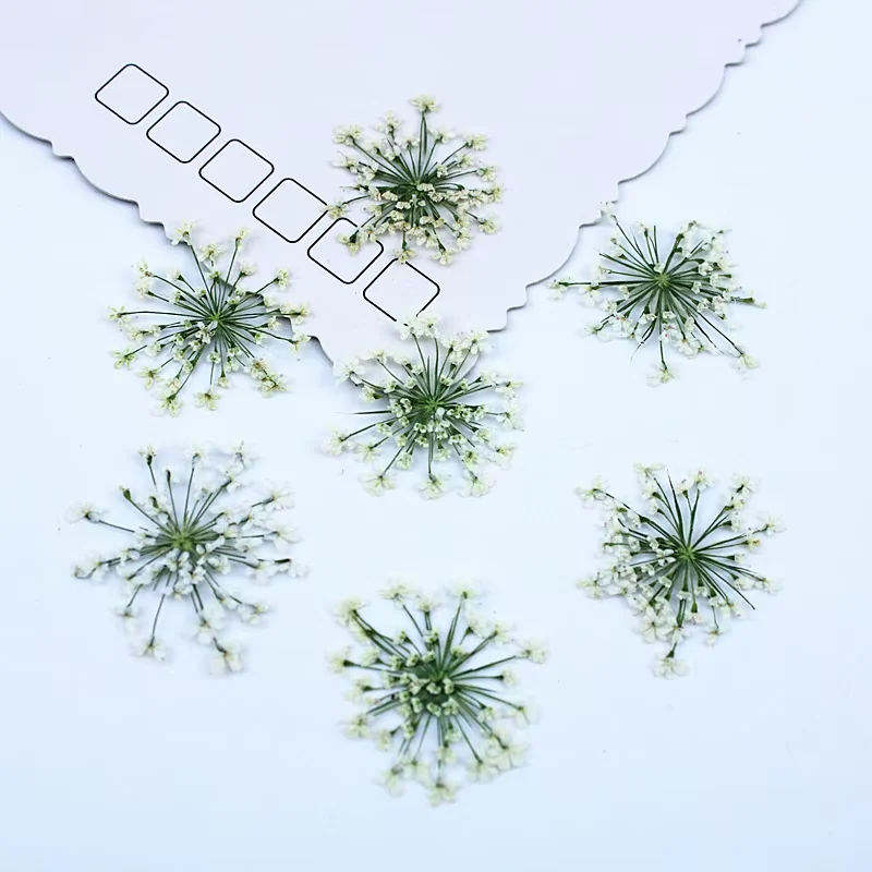 Close-up of miniature decorative flower sprays in pale green and yellow shades